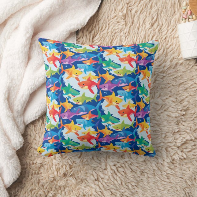 Coussin Amusante fête de ballon d'anniversaire de requin a (Couverture)