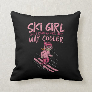 Coussin Amusante Fille Ski Comme Une Fille Régulière Mais