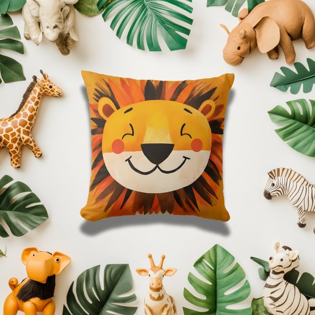 Coussin Amusants Lion Visage Enfants Safari Thème Nursery  (Créateur téléchargé)