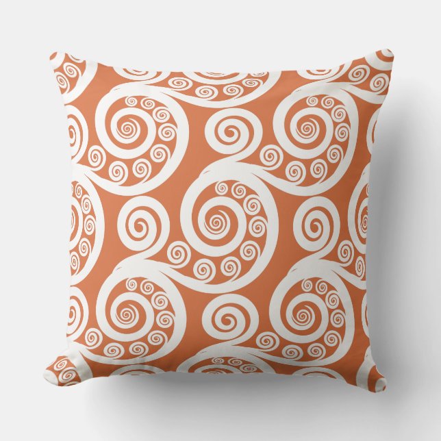 Coussin Amusants Mandarin & White Fern Frond Swirl Lance O (Recto)