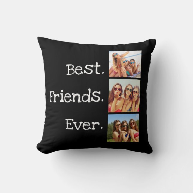 Coussin Amusants Meilleurs Amis Jour Citer 3 Photo Collage (Recto)