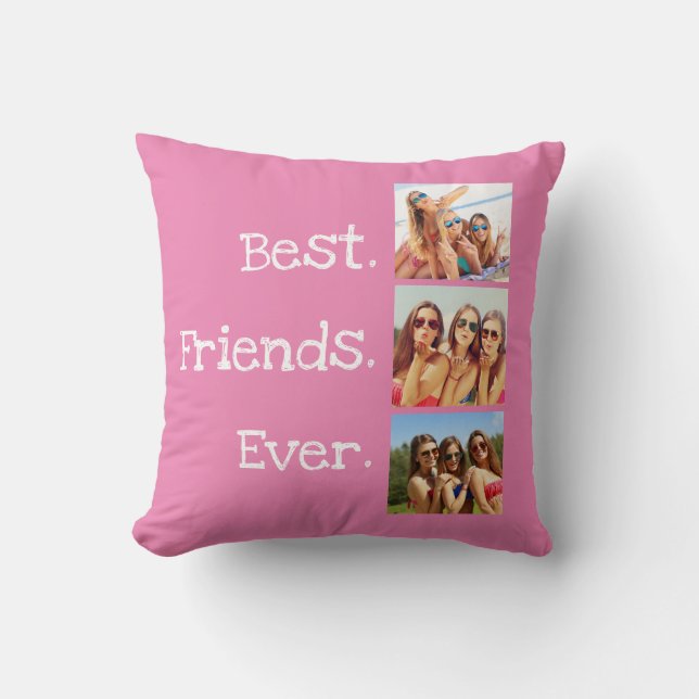 Coussin Amusants Meilleurs Amis Jour Citer 3 Photo Collage (Recto)