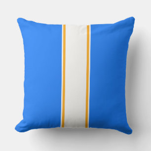Coussin Amusants Sporty Bleu Bleu Blanc Orange Racing Stri