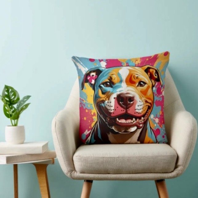 Coussin Amusement d'anniversaire Staffordshire (Throw Pillow 100% polyester heavyweight stretch material. Hidden zipper Made in the USA.

)