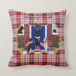 Coussin Amusement personnalisé de Noël de labrador