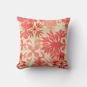 Coussin Anahola Bay Hawaiian Abstrait Floral Coral