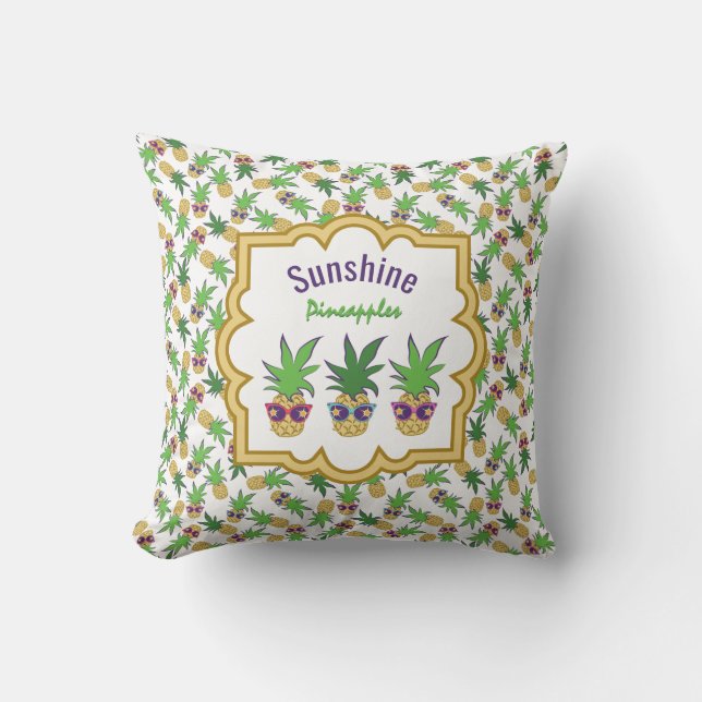 Coussin Ananas avec lunettes de soleil Motif (Recto)