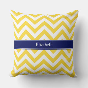 Coussin Ananas Blanc LG Chevron Marine Nom bleu Monogramme