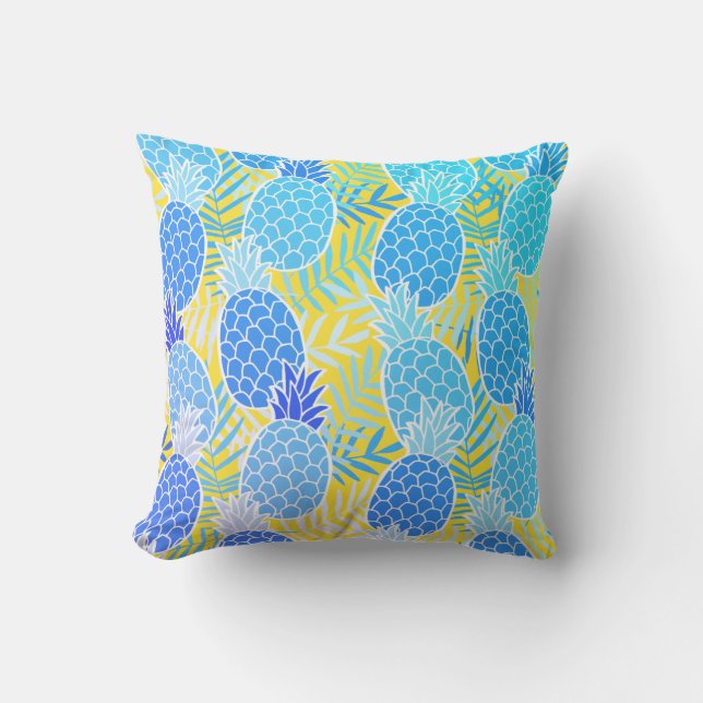 Coussin Ananas bleu (Recto)
