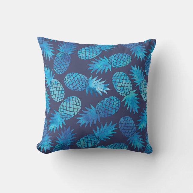 Coussin Ananas bleus de colorant de cravate (Recto)
