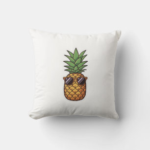 Coussin Ananas Cool avec des Lunettes de Soleil