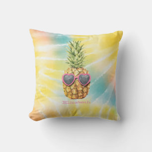 Coussin Ananas Cool, Tie-Dye Arc-en-Ciel Aquarelle