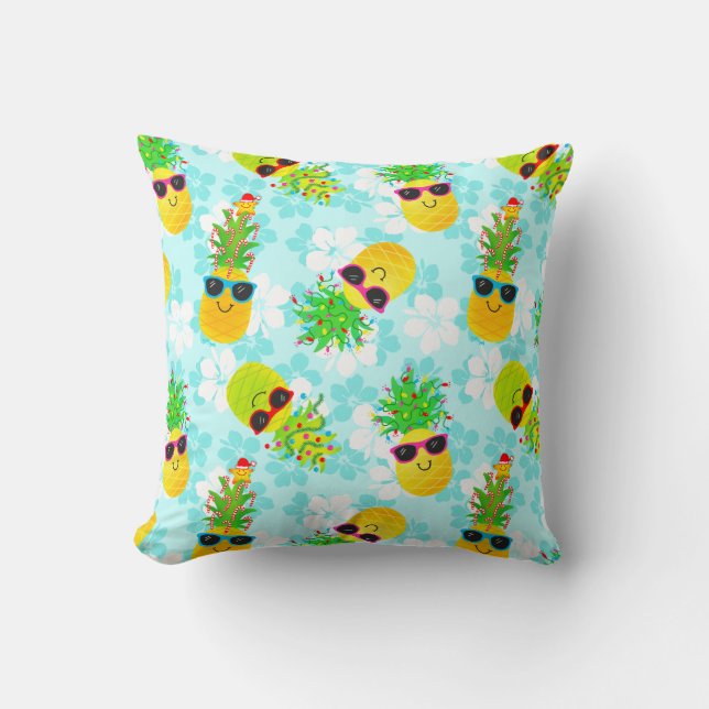 Coussin Ananas de Noël Tropical (Recto)