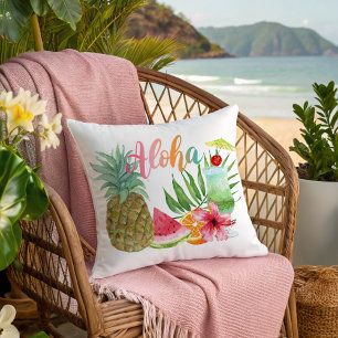Coussin Ananas de plage tropical Aloha Luau Été
