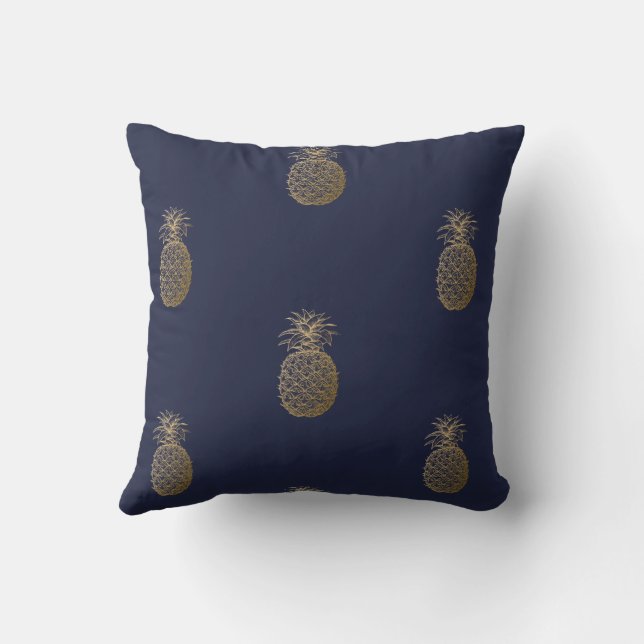 Coussin Ananas doré, rayure - Personnalisé  (Verso)