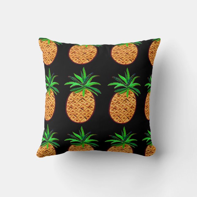 Coussin Ananas doré sur noir (Verso)
