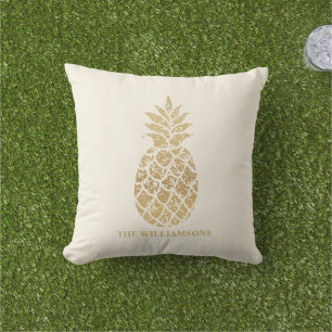 Coussin Ananas en or sur ivoire Personnalisé