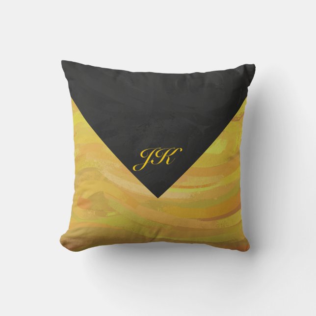 Coussin Ananas et Monogramme noir (Recto)