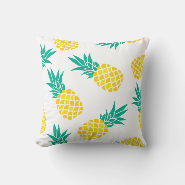 Coussin Ananas Exotiques : Jaune Délice. (Recto)
