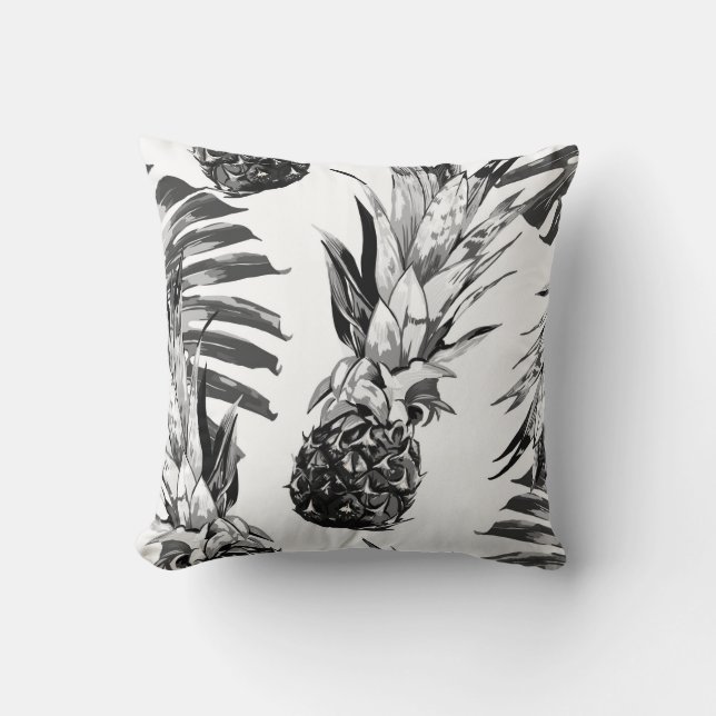 Coussin Ananas, feuilles de jungle tropicale. Belle coutur (Recto)