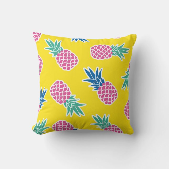 Coussin Ananas Frenzy : Caricature Vintage. (Recto)