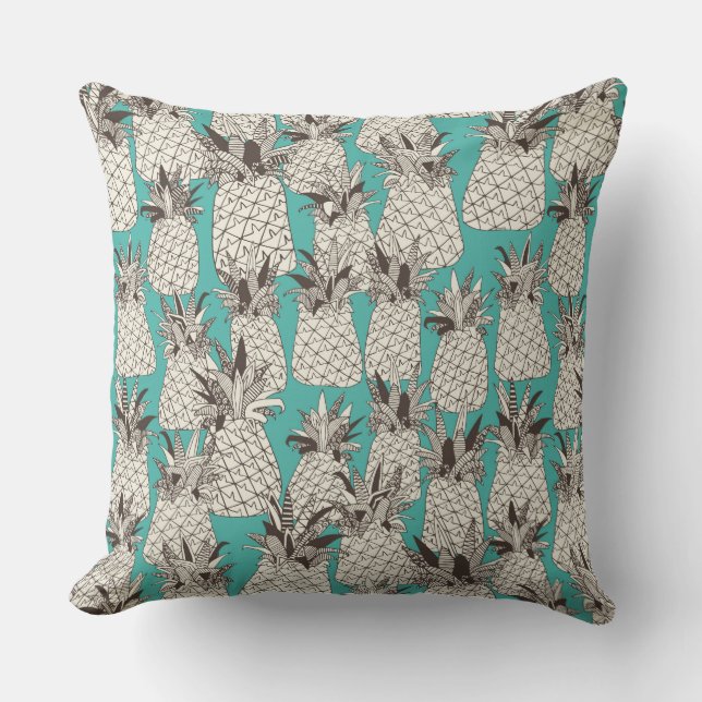 Coussin ananas mer turquoise (Recto)