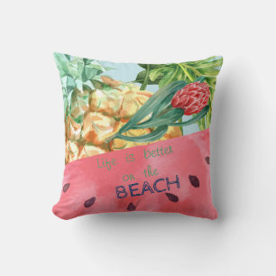 Coussin Ananas Pastèque Hibiscus Palmier Frais