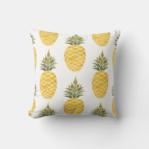Coussin Ananas Peint À La Main : Aquarelle Sans Couleur.