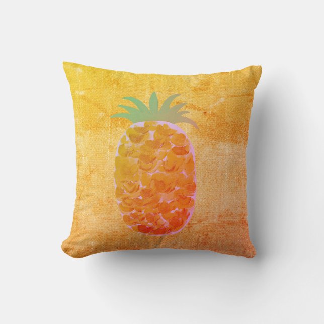 Coussin Ananas peint avec une tonalité terreuse mignonne (Recto)