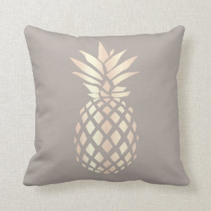 Coussin Ananas rose et gris d'or d'en cuivre assez éléga