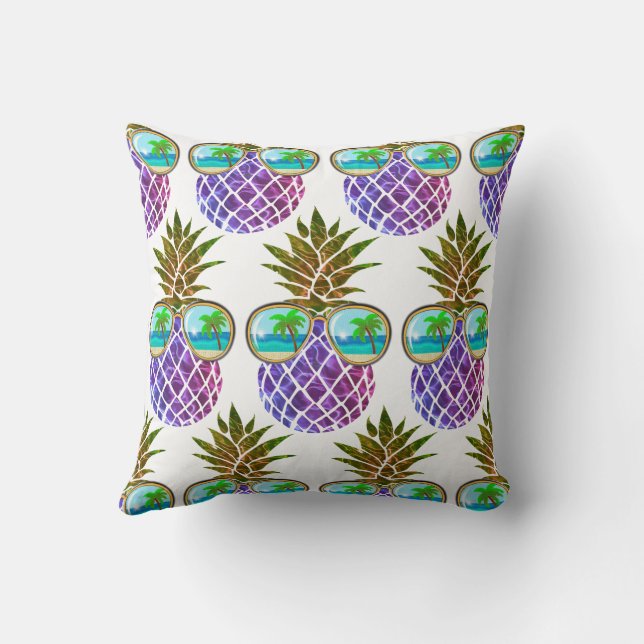 Coussin Ananas rose violet tropical (Verso)