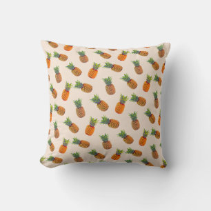 Coussin Ananas sur fond beige champagne clair