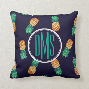 Coussin Ananas sur le monogramme de la marine  