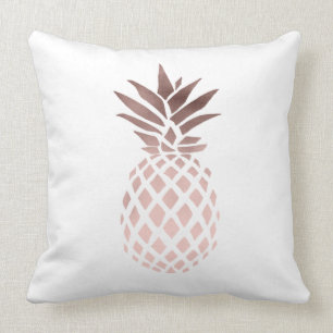 Coussin ananas tropical d'or rose clair élégant de faux
