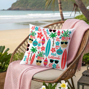 Coussin Ananas tropical Mele Kalikimaka Noël