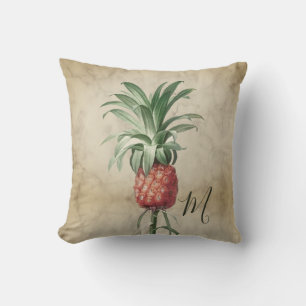 Coussin Ananas Vintage Tropical Élégant Monogramme