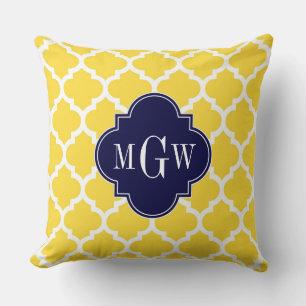 Coussin Ananas Wht Marocain #5 Navy 3 Initial Monogramme