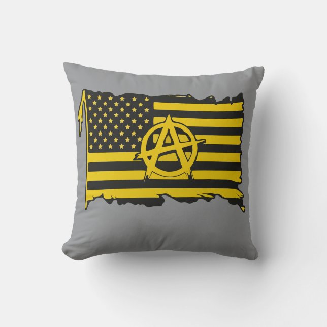 Coussin Anarcho-Capitalist Flag USA  Black & Gold flag (Recto)