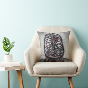 Coussin Anatomie de cage vide Horreur gothique Art origina
