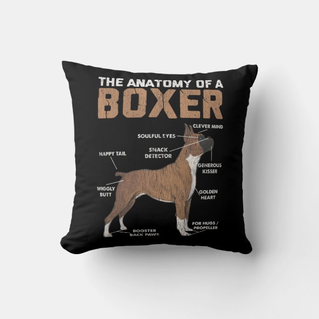 Coussin Anatomie d'un animal de compagnie de chien de boxe (Recto)