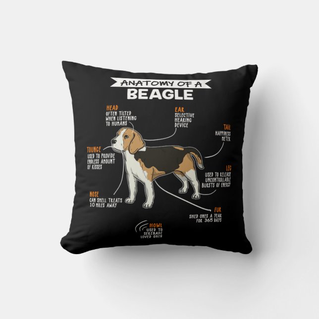Coussin Anatomie D'Un Beagle Drôle Chien Propriétaire Cade (Recto)