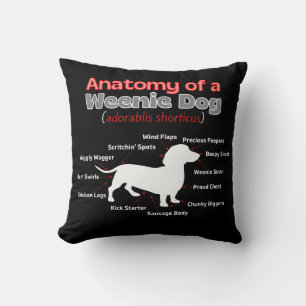 Coussin Anatomie d'un chien Weenie, Dachshund amusant 2 cô