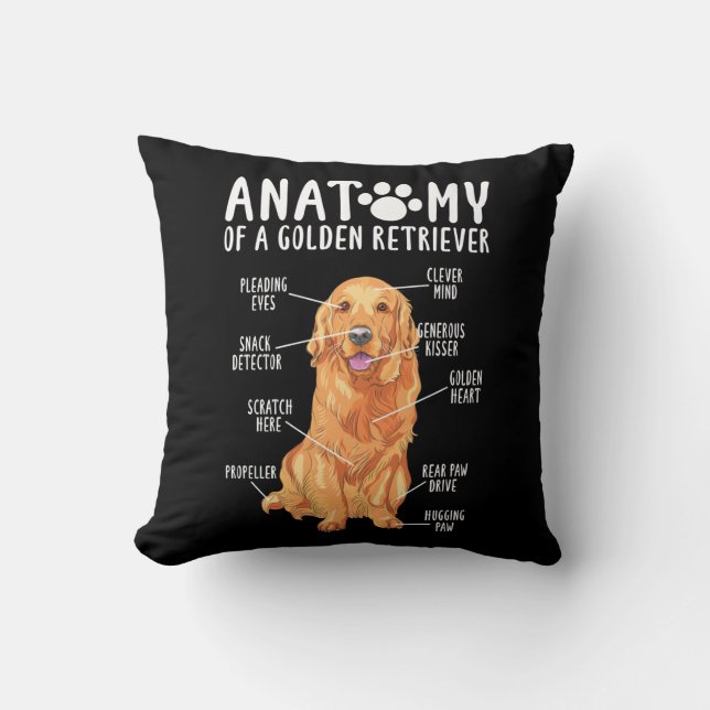 Coussin Anatomie d'un Golden Retriever Papa maman (Recto)