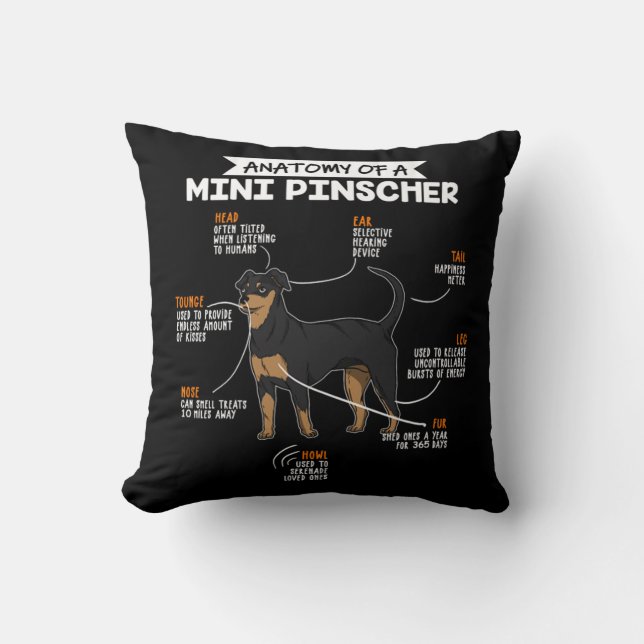 Coussin Anatomie D'Un Mini Pinscher Drôle Chien Propriétai (Recto)
