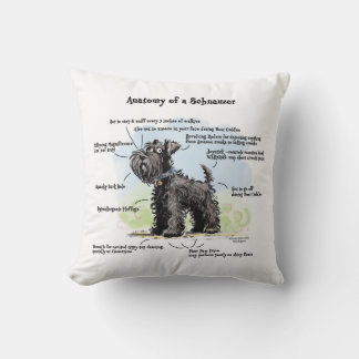 Coussin Anatomie d'un Schnauzer noir Schnauzer collier ble