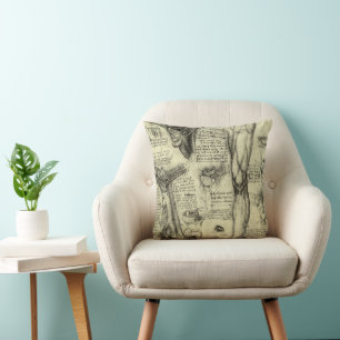 Coussin Anatomie humaine vintage du larynx de la jambe de 