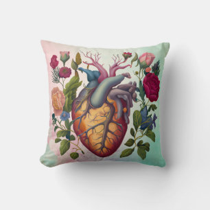 Coussin anatomie médicale vintage médecin de la fleur card