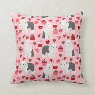 Coussin Ancien chien de garde anglais Valentines Love cous