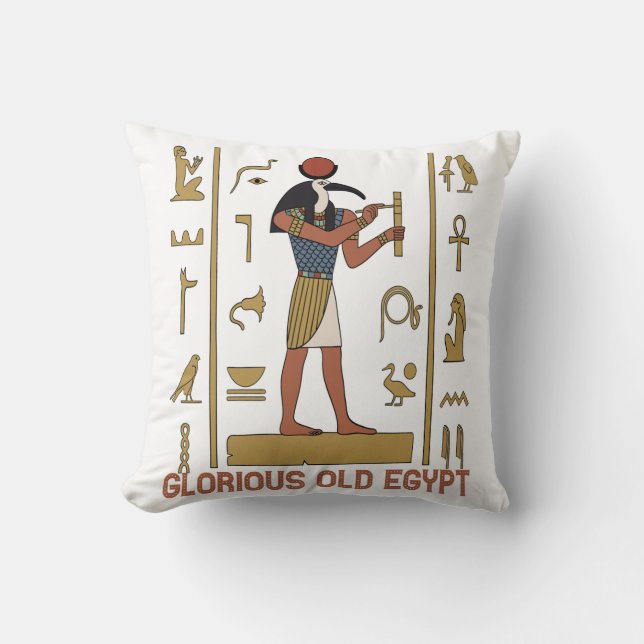 Coussin Ancien Dieu pharaonique égyptien écrivant en Hiéro (Recto)