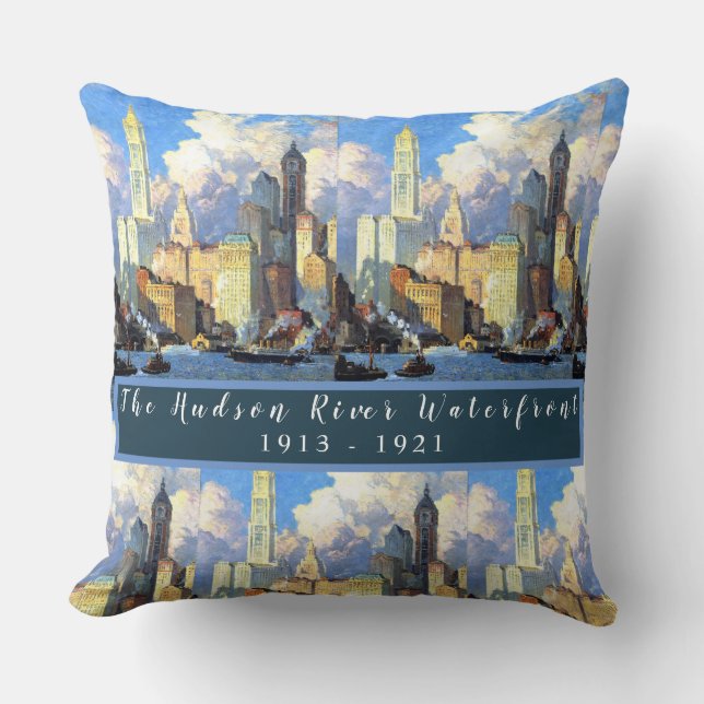 Coussin Ancien front de mer de la rivière Hudson (Recto)
